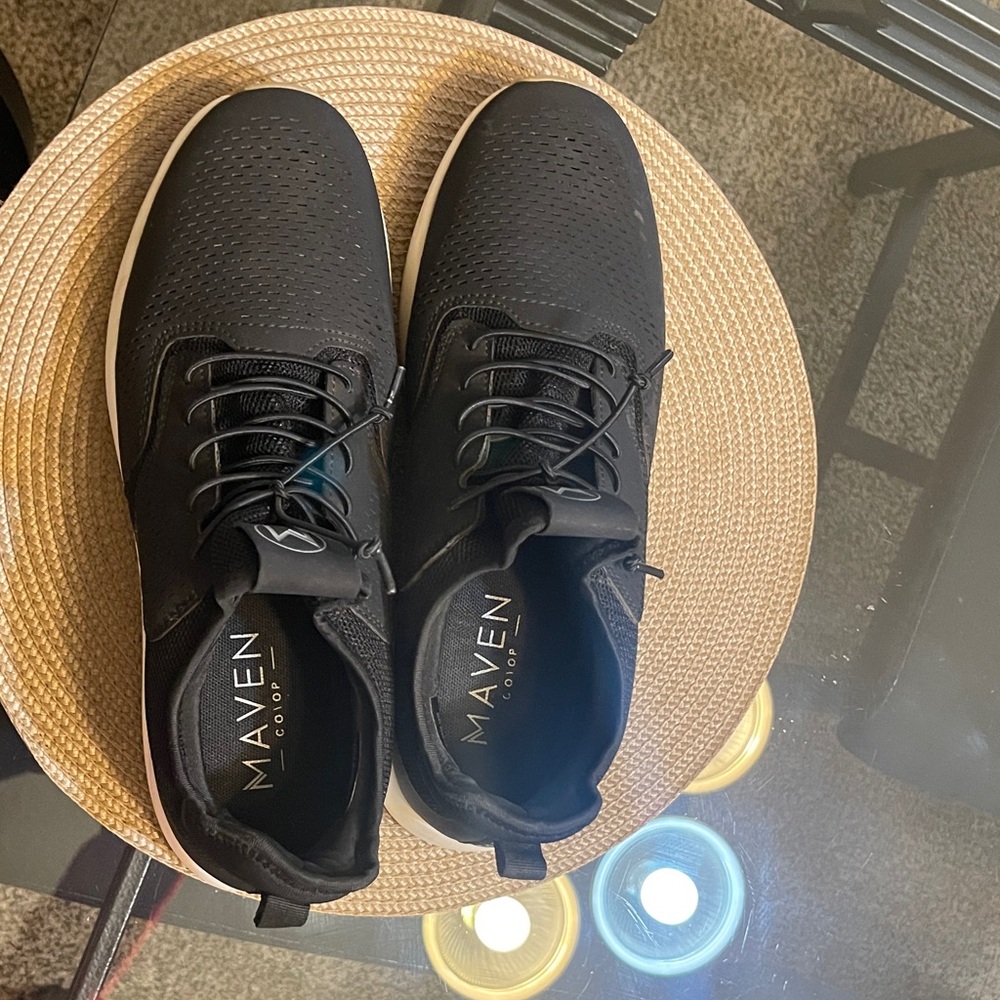Maven Men's Black Sneakers with White Soles